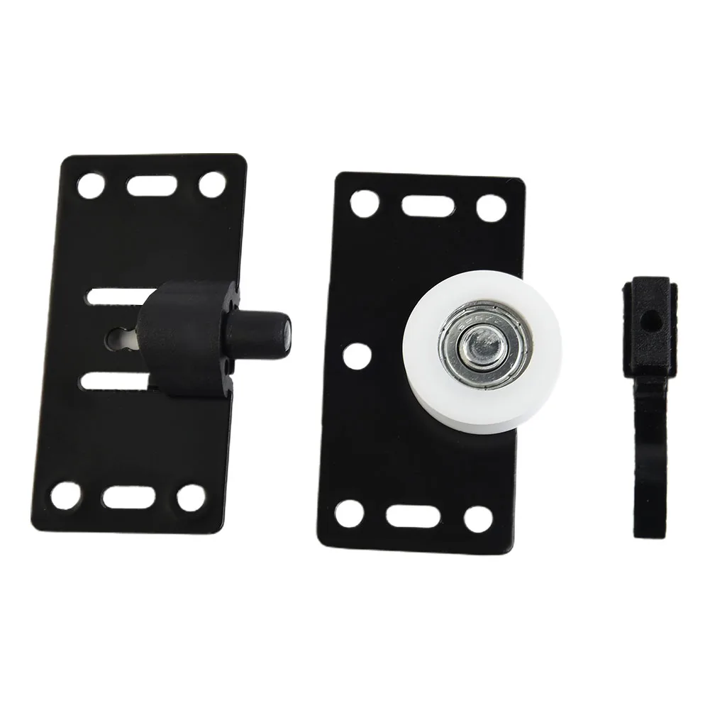 Black Sliding Door Runners for Wardrobe For Cupboard Featuring Nylon Pulley Cold Rolled Steel Construction and Silent Operation