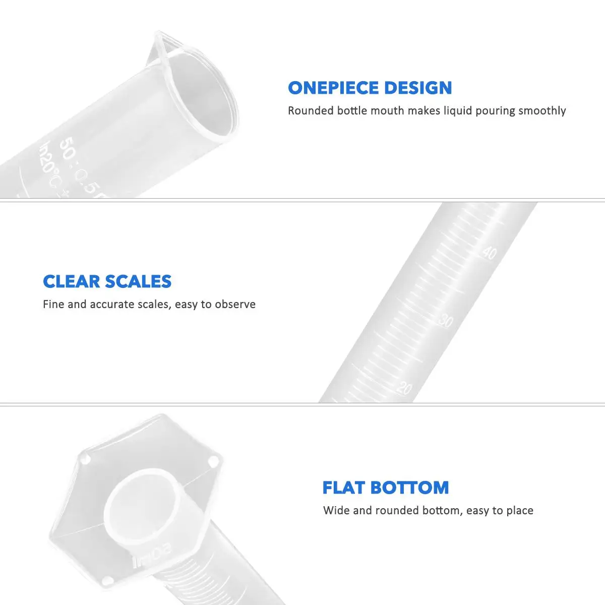 

Graduated Measuring Cylinder Plastic Laboratory Test 10ml 25ml 50ml 100ml 250ml Wide Rim Tapered Spout Stable Sexangle Base