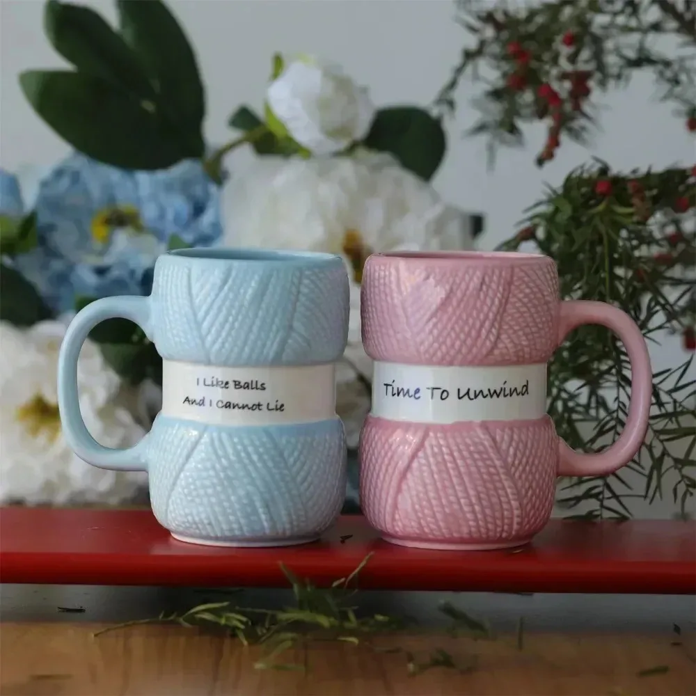 

Colorful Yarn Ball Mug Hot Knitting Gift Mug Style Ceramic Coffee Cup, Tea Cup Gift, Summer and Winter Drinkware, Kitchenware