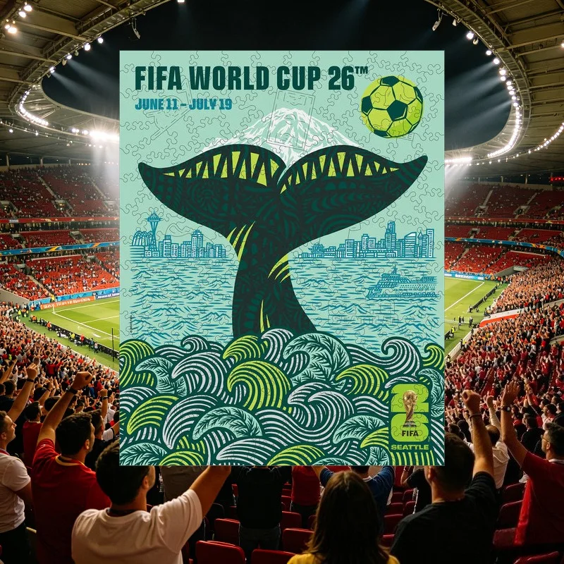 

FIFA World Cup Wooden Puzzles for Adults DIY SEATTLE City Irregular Shape Jigsaw Puzzle Home Wall Decor Creative Gift for Family