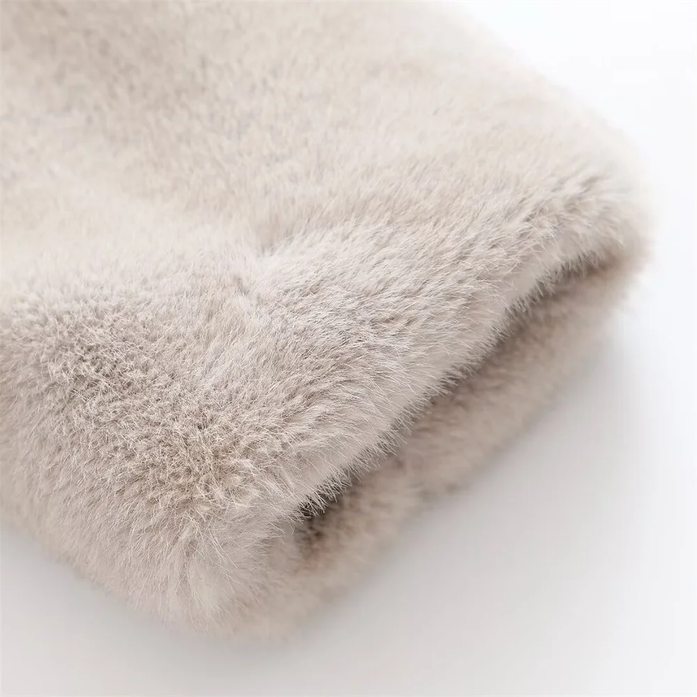 معطف فرو المنك بأكمام طويلة وجيب بأزرار فضفاضة للنساء للخريف والشتاء معطف دافئ جديد #3