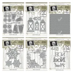 Christmas Jingle Bells Noel Words Dies Set Snowflake Frame Metal Cutting Dies for Scrapbooking New 2024 DIY Craft Decoration