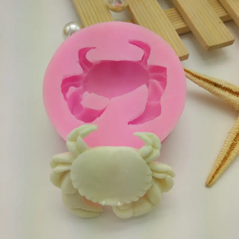 Cute Crab Shape Ocean Theme Fondant Cake Decoration Silicone Mold Candy DIY Chocolate Mould Cake Molds Gum Paste Baking Molds