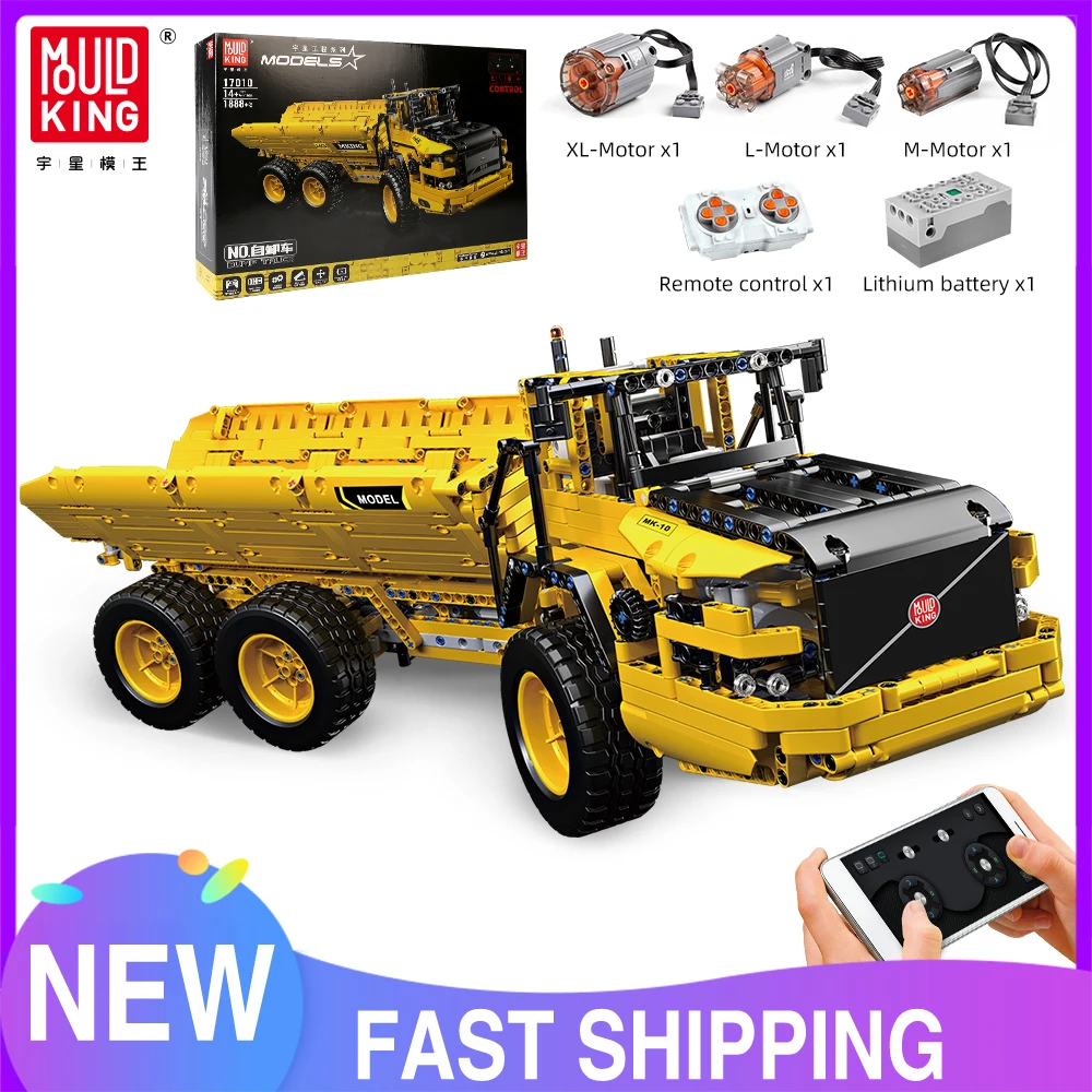 Mould King 17010 Technical Car Toys The APP&RC Motorized MOC-8002 RC Dump Truck Model Building Blocks Kids Christmas Gifts