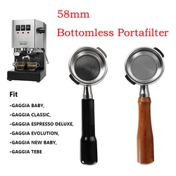 58mm Gaggia Bottomless Portafilter with Basket for Gaggia Classic Espresso Machine Stainless Steel Coffee Portafilter Filter