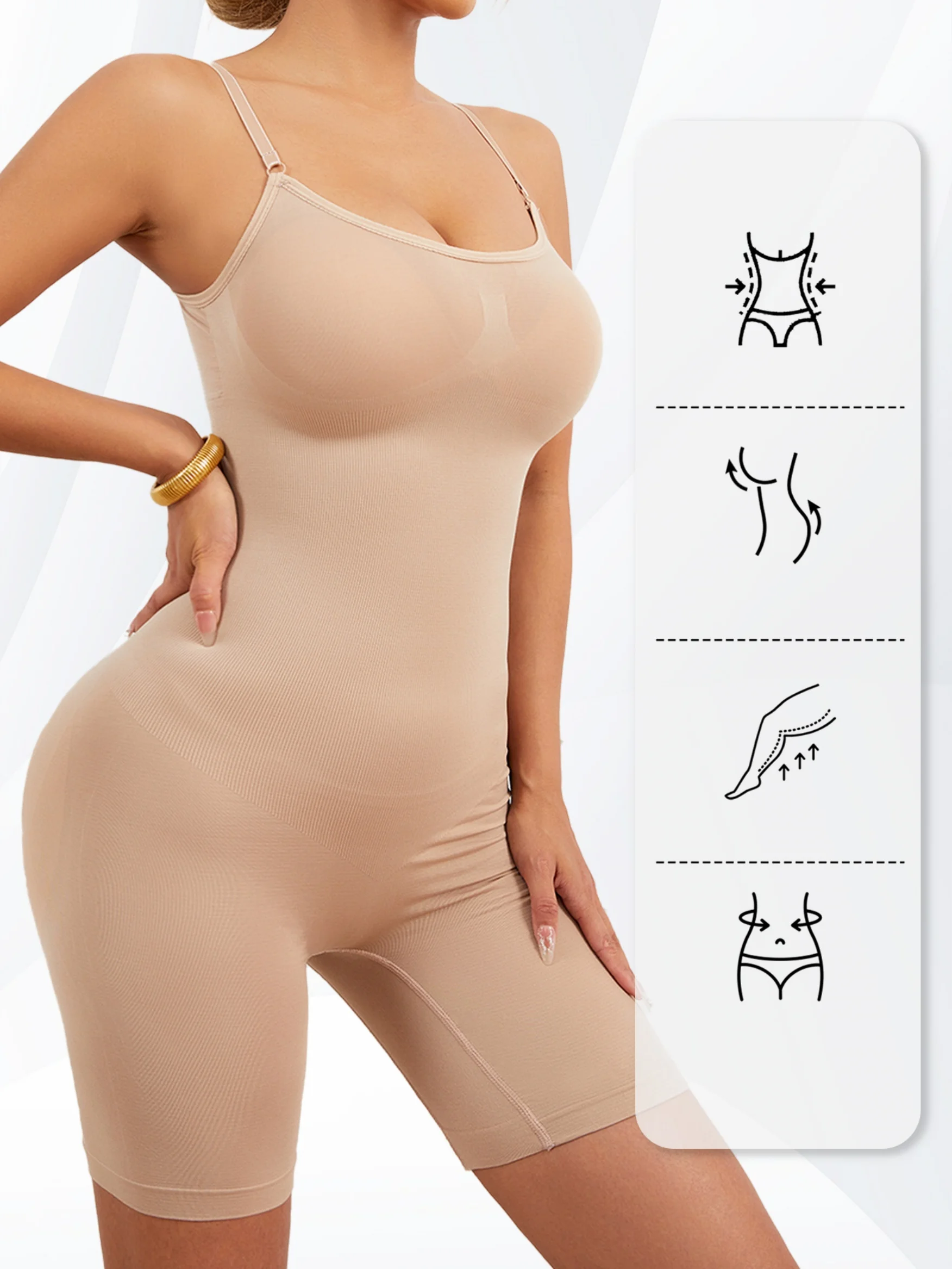 เหมาะสําหรับผู้หญิงจั๊มสูทปรับรูปร่างทุกวันชุดจั๊มสูทน้ําหนักเบาและยกกระชับเสื้อผ้า