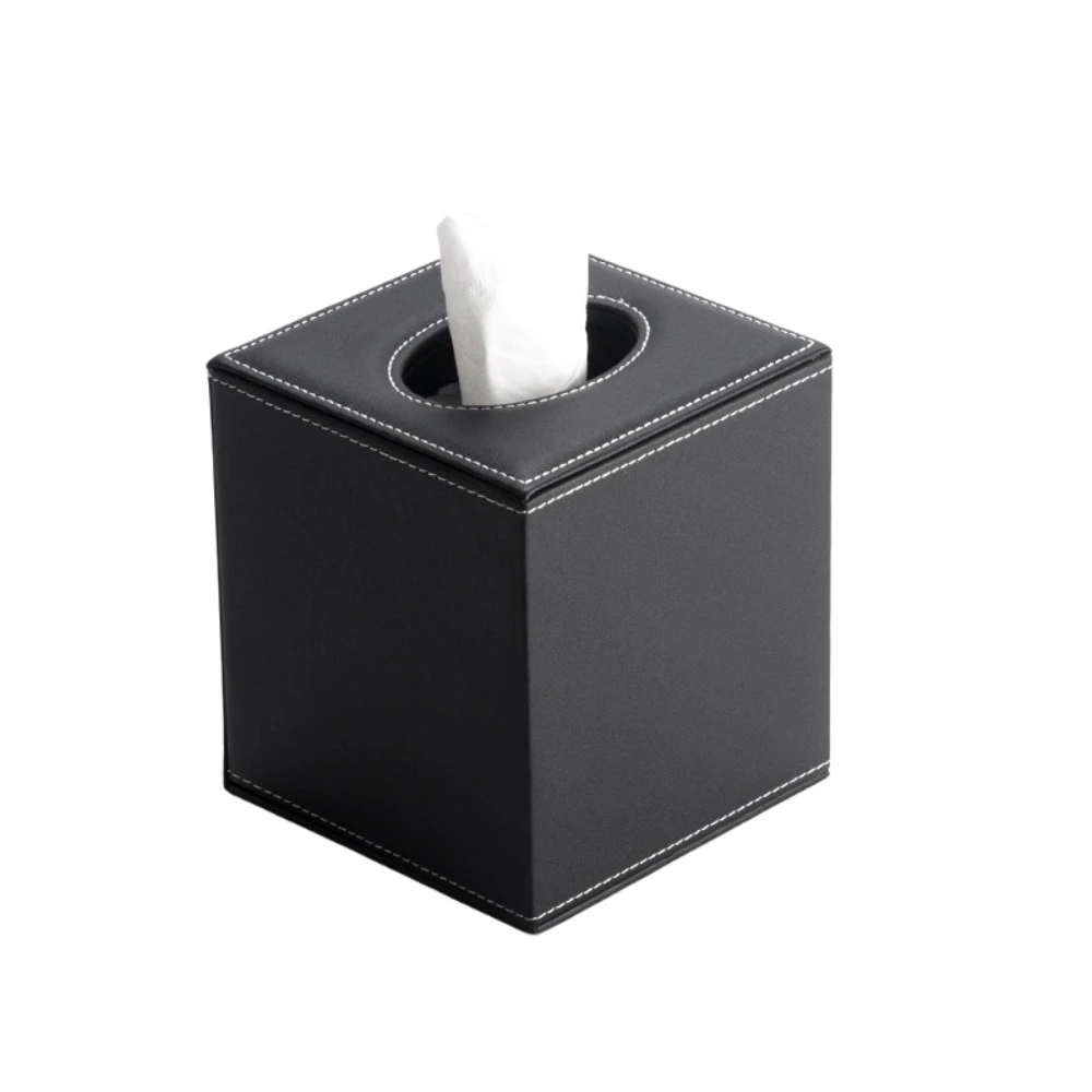 Creative Desktop Roll Paper Box, PU Leather Tissue Case, Cube Napkin Holder, Kitchen Pumping Tray, European Fashion Storage Box