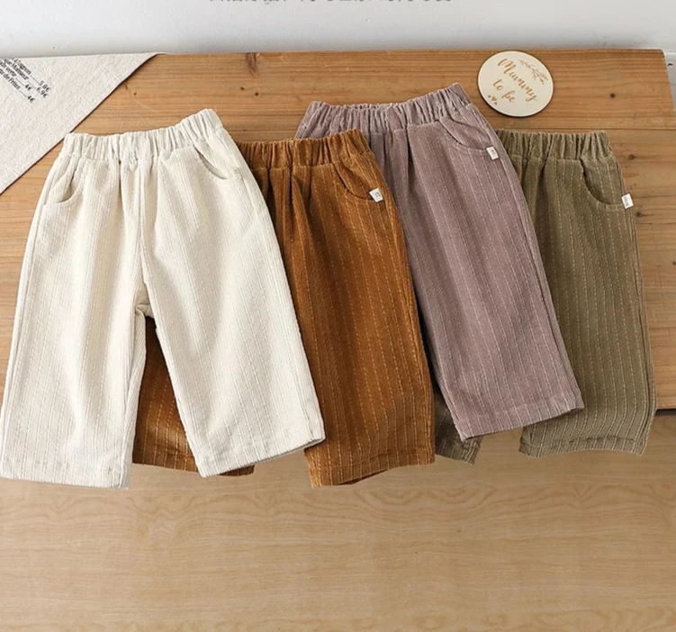 Children Pants 2026 Nordic Style Autumn and Winter Baby Cotton A-class Straight Leg Pants for Boys and Girls Soft Wide Leg Pants