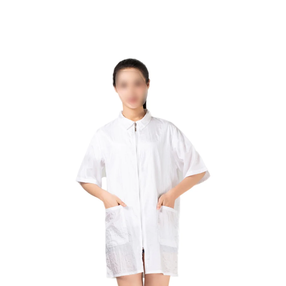 Hair Dye Clothes White Xl Waterproof Durable Turn-Down Collar Pocket Workwear For Men Women Chef Uniform Simple Fashion