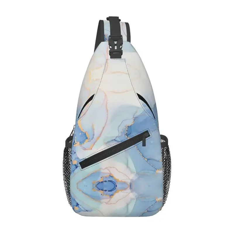 

Luxury Abstract Marble Printed Sling Crossbody Chest Bag Men Casual Shoulder Backpack for Camping Biking