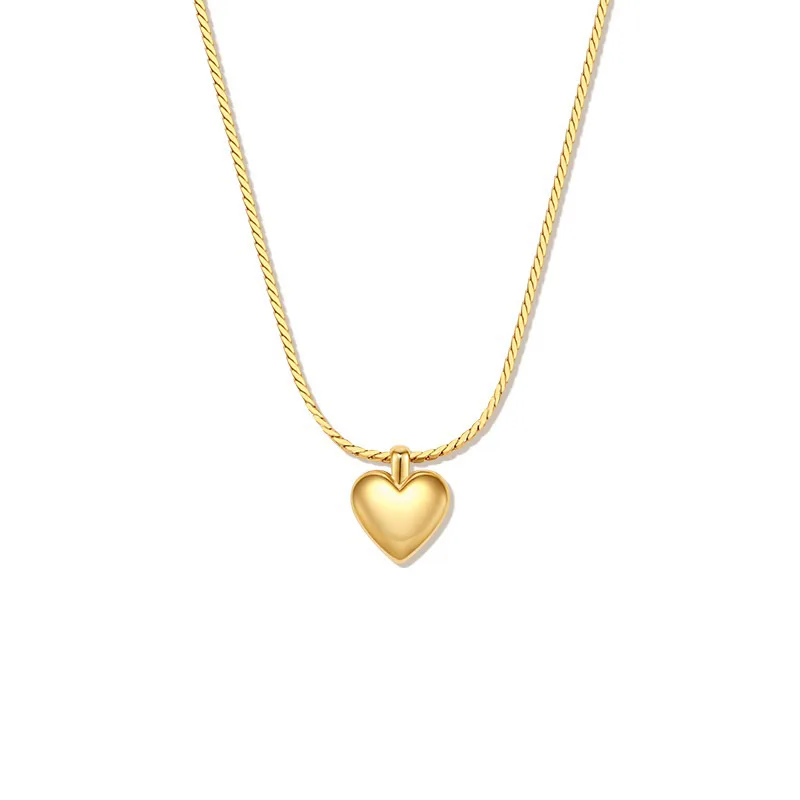 925 Sterling Silver pozłacane srebrne serce zwykły łańcuszek Choker naszyjnik damska biżuteria