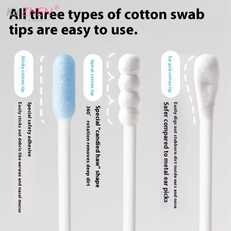 50 قطعة القطن الطفل الأذن الشمع إزالة العصي مسحات القطن لاصقة معبأة بشكل فردي الأذن ملعقة آمنة غرامة ورقة محور أعواد قطنية #1