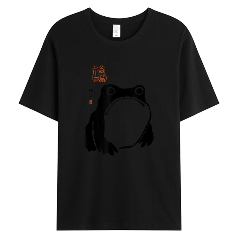 

Grumpy Frog Japanese Art Tee Shirts Funny Men's Cotton Print T-shirt Unisex Adults Grey Small Short Sleeve Classic Fit Clothes
