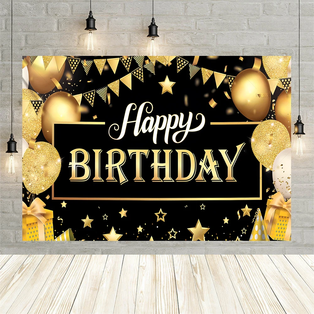 Birthday Backdrop Gold Custom Balloons Decoration Black Banner Party Table Decor Photography Rose Christmas Valentine\'s Day Glit