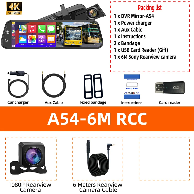 4K HD Car DVR Touch Screen Carplay & Android Auto Dash Cam Night Vision Video Recorder Driving Recorder image 3