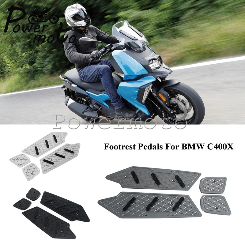 

Silver Black Titanium Anodized Aluminum Footrest Pedals Anti-Slip Thick Rubber Pad Rust Fade Resistant For BMW C400X 2020-2024
