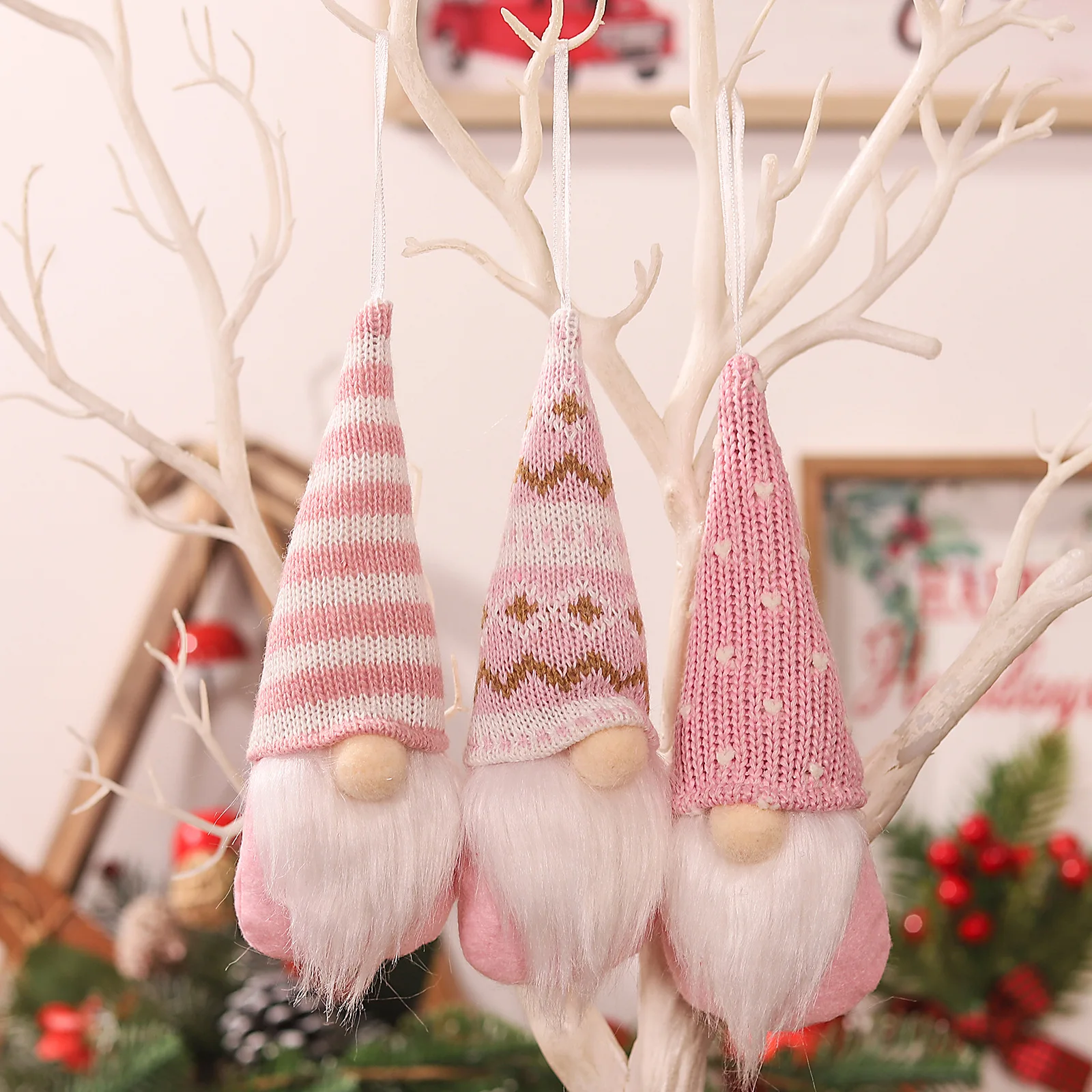 3 Stück Weihnachtsdekorationen zum Aufhängen, schwedische handgefertigte Plüsch-Weihnachtsmann-Elfen, Weihnachtsbaumschmuck, Weihnachtsdekoration für Zuhause 2026