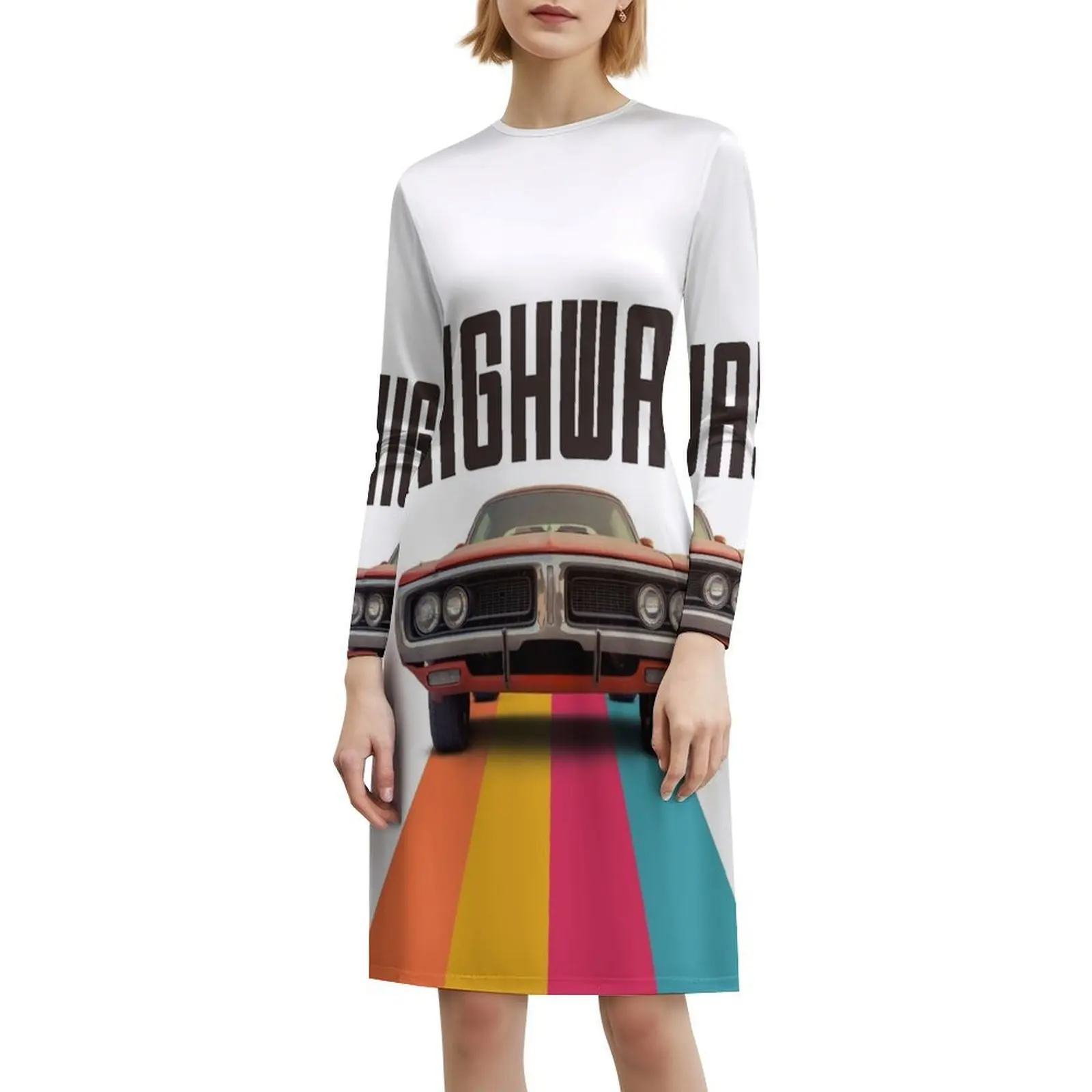 فستان حفلات أنيق للنساء على الطريق السريع على شكل حرف a مع خيارات قصيرة/طويلة/بدون أكمام لرحلة الطريق السريع والمرحلة الحرة للنساء #6