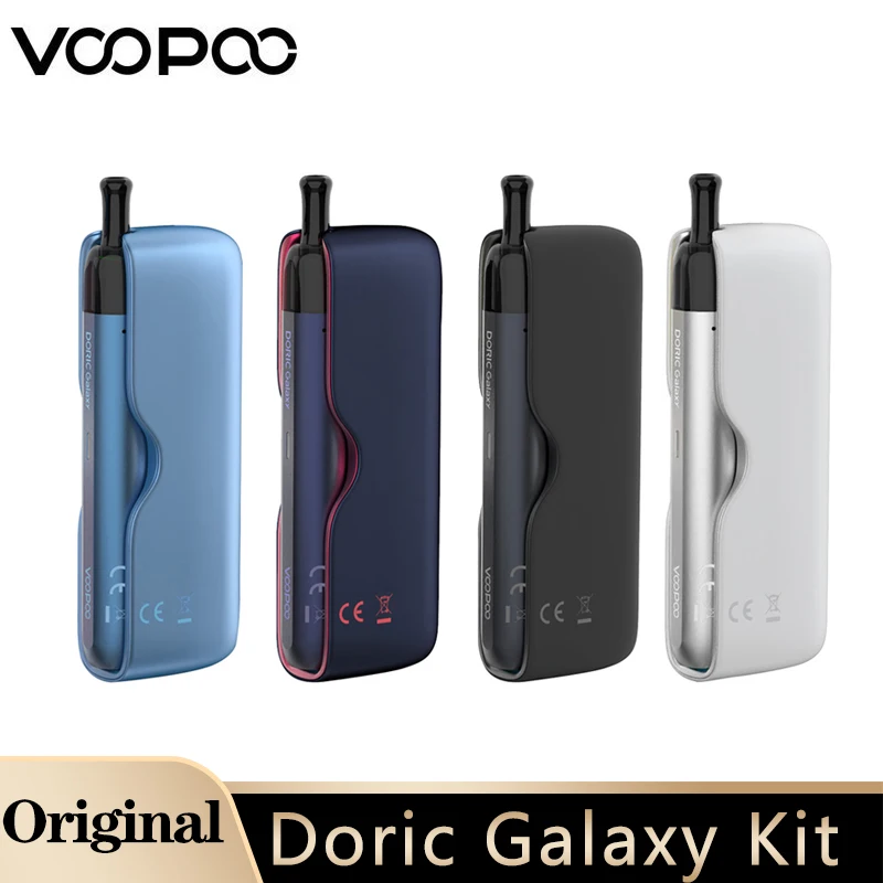 بطارية VOOPOO Doric Galaxy Kit الأصلية بقدرة 10 وات 500 مللي أمبير في الساعة مع بنك طاقة 1800 مللي أمبير في الساعة 2 مل خرطوشة جراب 1.2ohm E السجائر