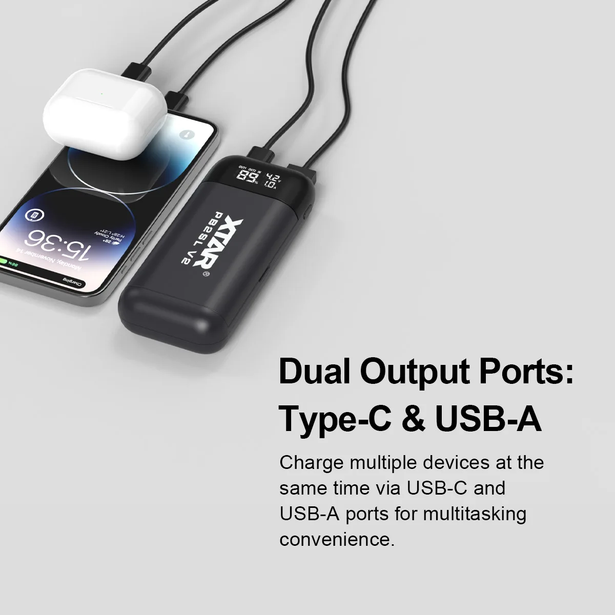 XTAR PB2SL 18650 Battery Charger QC3.0 Smart Charge Type C USB DIY Power Bank 18700 20700 21700 Rechargeable Portable Charger