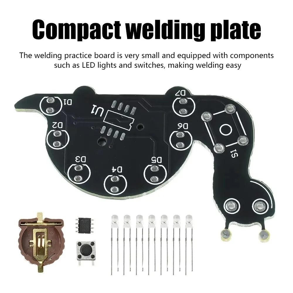 Snail Shaped Soldering Learning Kit 7 LEDs Educational LED Shell Flow Light Kit LED Shell Flow SMD SMT Snail Shaped LED Light