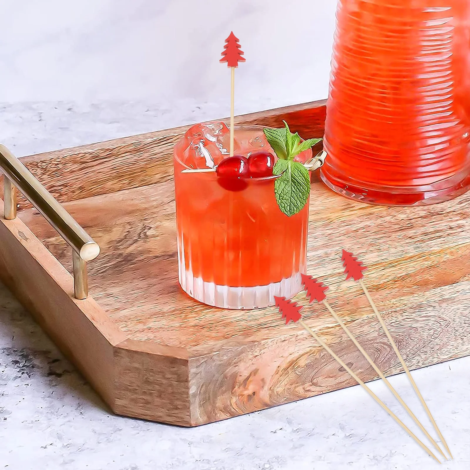 

200pcs Christmas Cocktail Picks Bamboo Fruit Sticks For Appetizer Party Bar Skewers Smooth Finish Kitchen