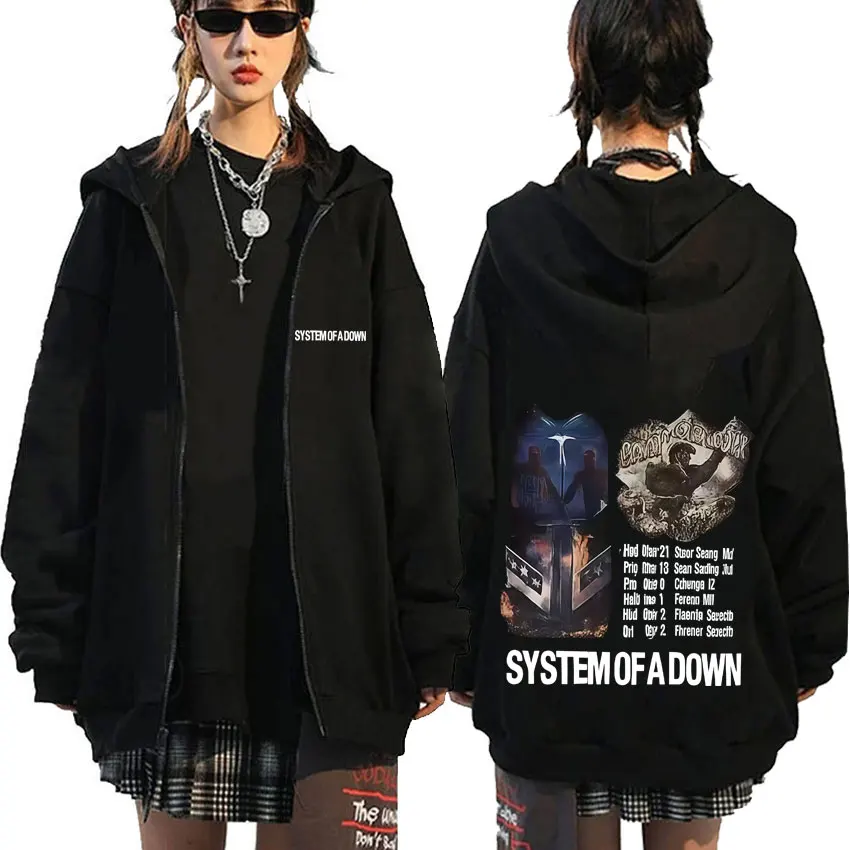 

Limited System of A Down Zipper Hoodie Men Vintage Rock Oversized Zip Up Jacket Men's 90s Alternative Metal Zip Up Sweatshirt