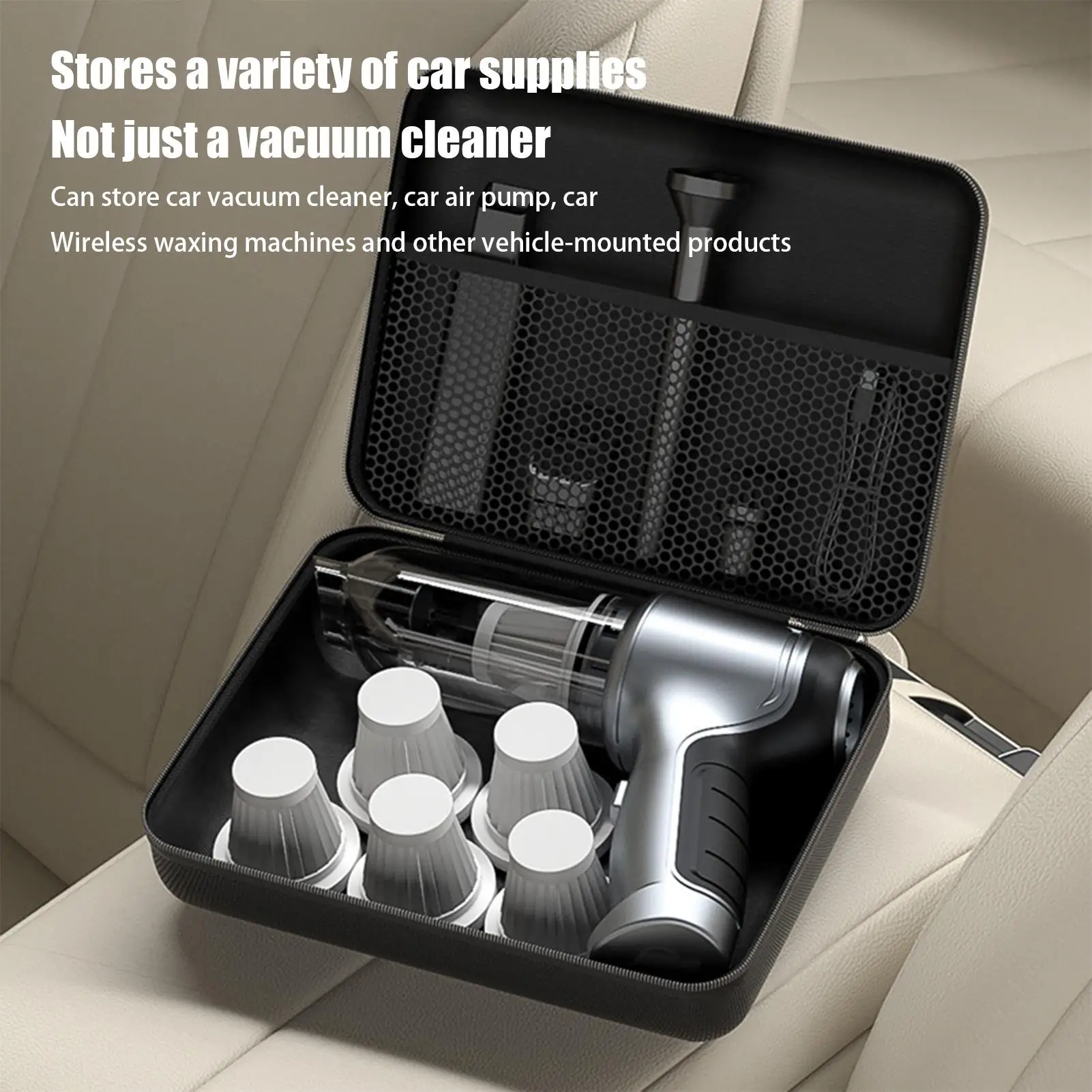 Portable Car Vacuum Storage Case Organizer Zipper Closure Protective Bag for Auto Vacuum Cleaner Pet Hair Remover Accessories