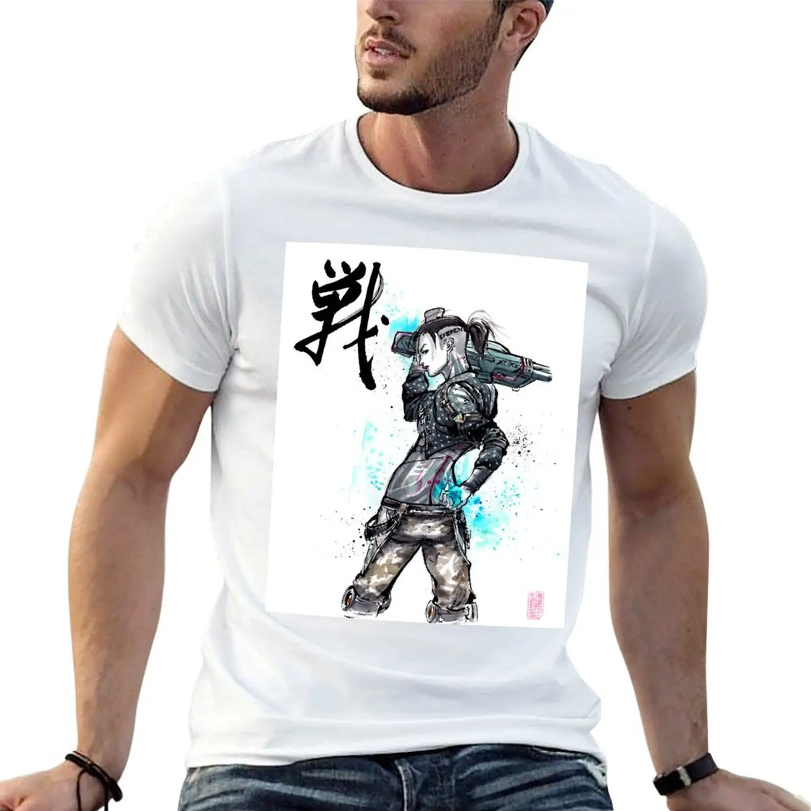 

Jack from Mass Effect Sumie Style with calligraphy FIGHT T-Shirt funny t shirts dark humor man t shirts for men T-Shirt