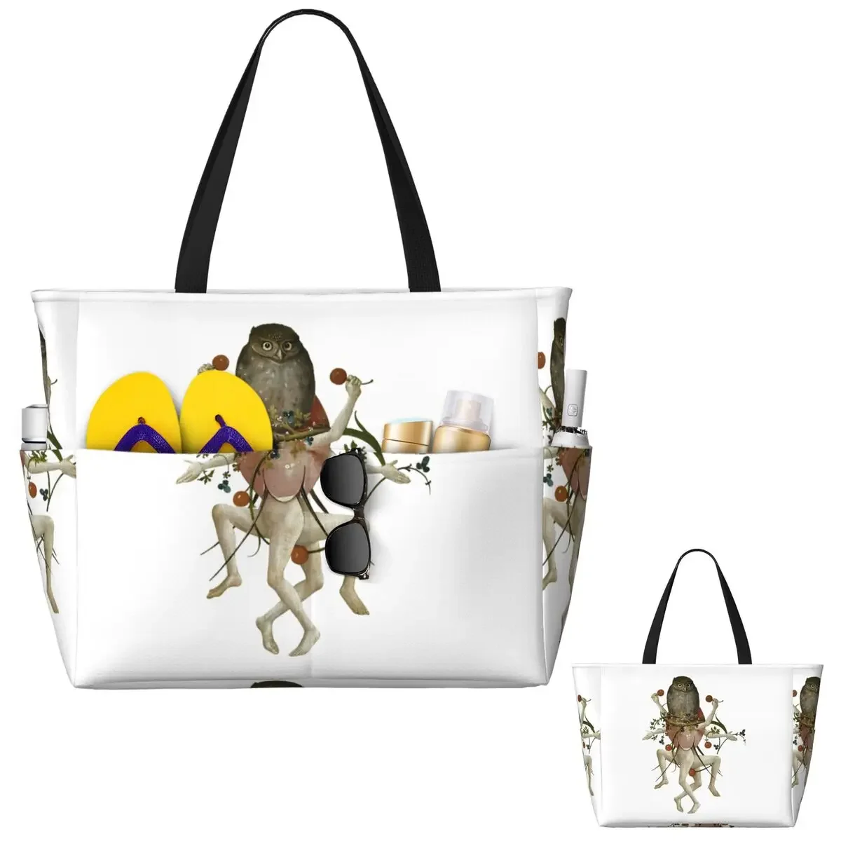 

Hieronymus Bosch Dancing Owl Beach Tote Bag Sport Gym Yoga Duffle Large Tote Bag Women Travel Bag Fitness bag