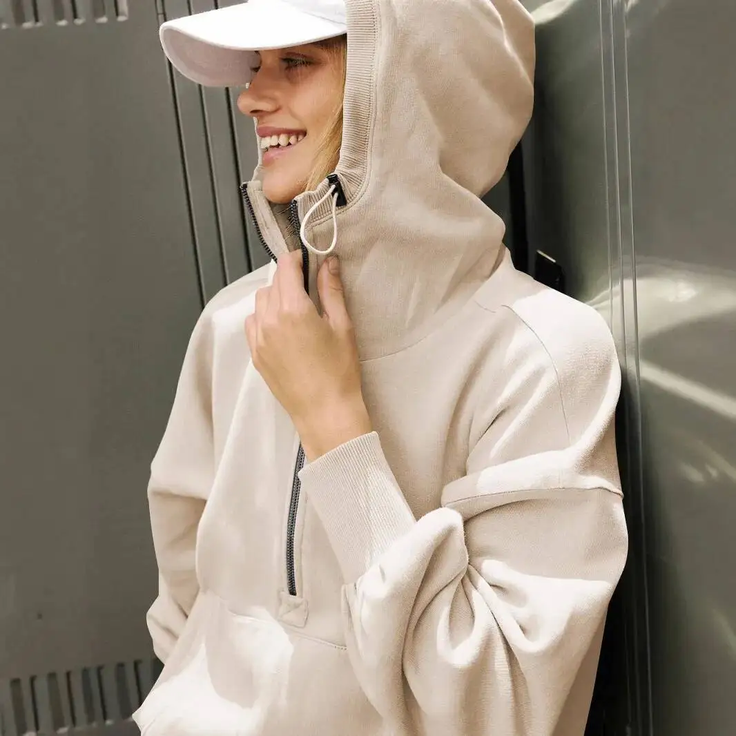 New Hooded Sweatshirt Women's Hoodies Sporty Zip Up Hoodie With Drawstring Long Sleeve Outerwear Top
