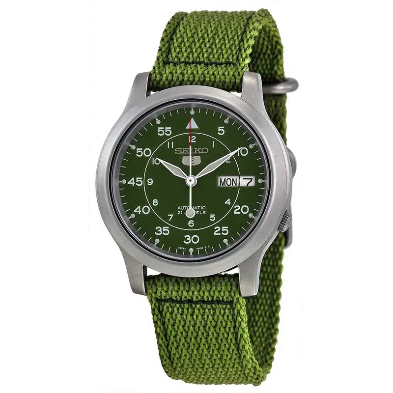 Original SEIKO SNK805 Men's Quartz Luxury Seiko Watch with Green Canvas  Watch Fashion Casual Luxury  Men's Watch