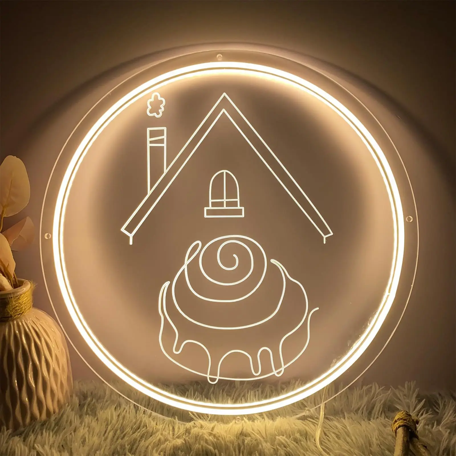 Cake LED Neon - Engraved Acrylic Design, USB Powered Dimmable LED Neon, Suitable for Bakeries, Cafes, Party Wall Art