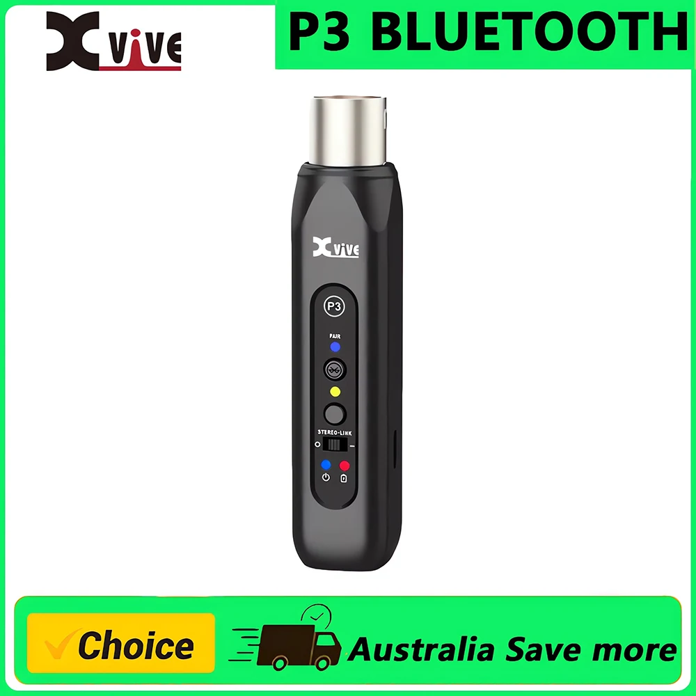 Xvive P3 Wireless XLR Bluetooth Receiver, Bluetooth Adapter for Speakers, Audio Mixer, PA Systems, DJ Systems,Rechargeable