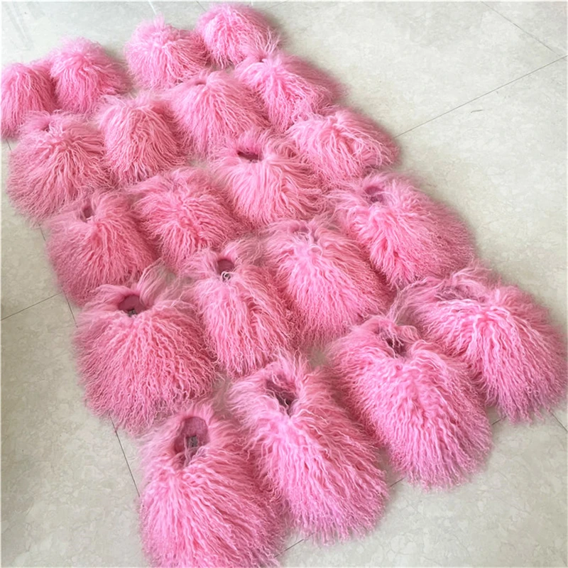 Factory Price New Designer Real Tan Sheep Fur Women Slides Slippers For Season With Customized Color