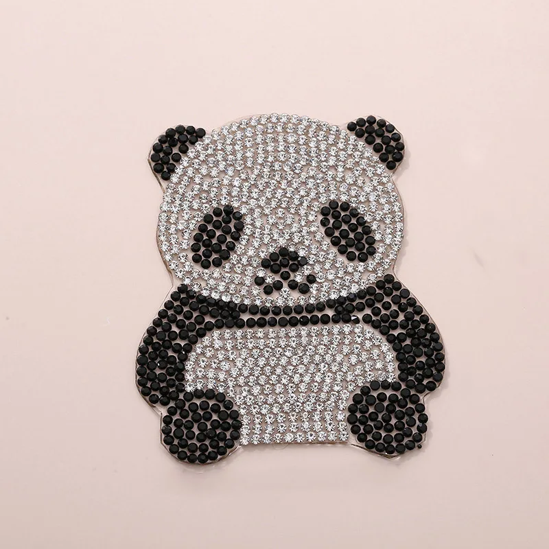 Thermal Patches Panda Rhinestone Applique DIY For Clothing Jacket Backpack Sewing Decorative Badges Punk Stickers BX008