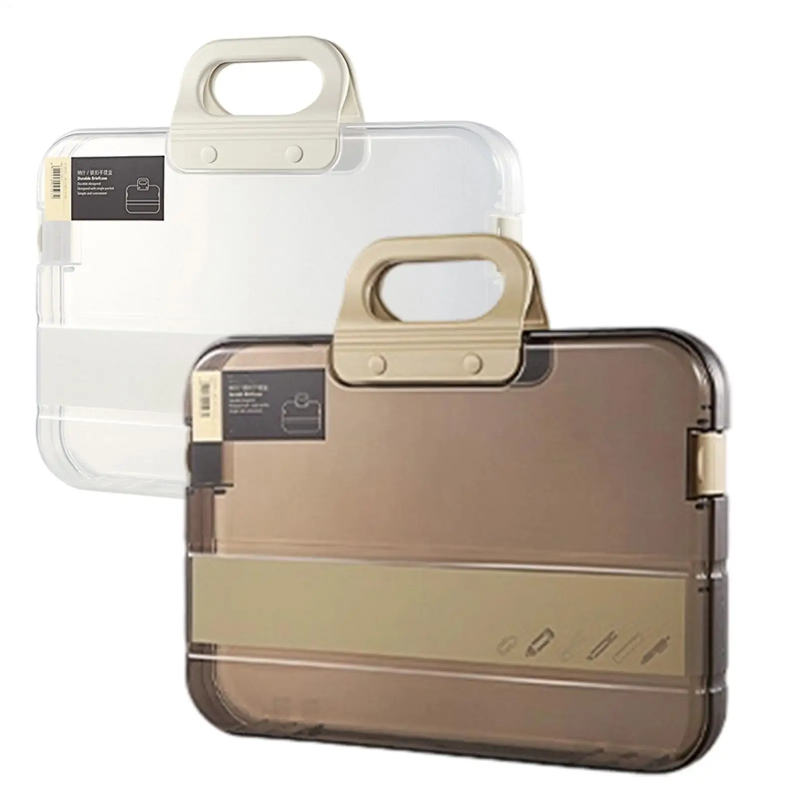 A4 Transparent Portable File Box Plastic Pencil Case Folder with Lock Handle Documents Bag Stationery Storage Case for Students