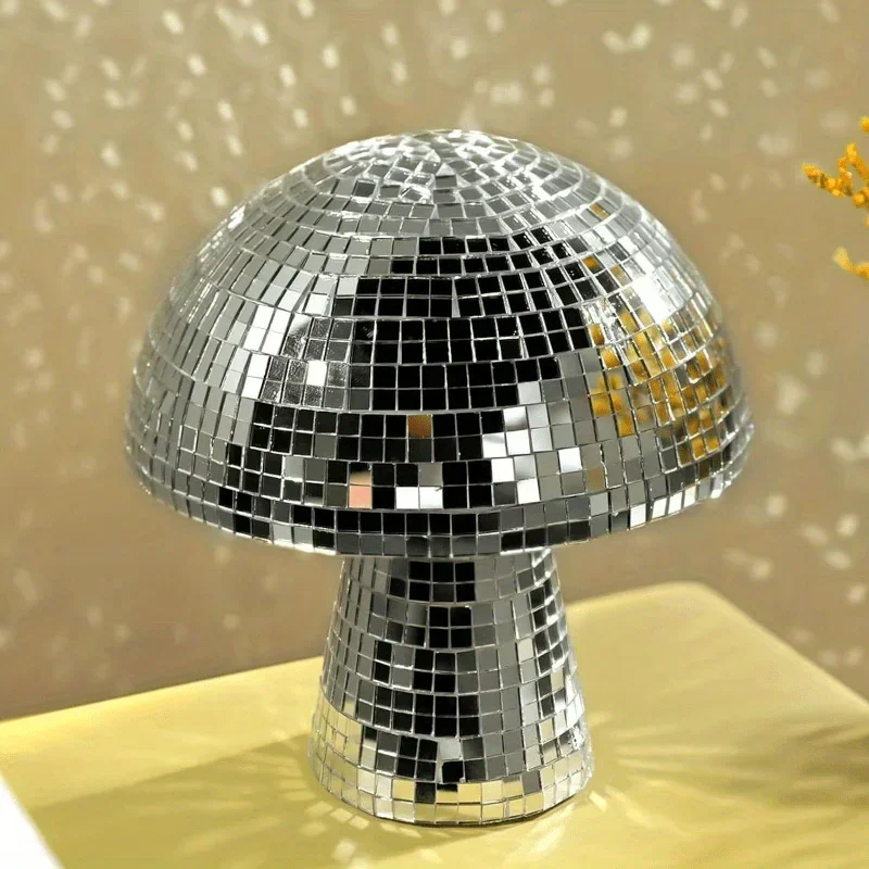 1 Pcs Mushroom Disco Ball Mirror Reflective Mushroom Ornament Bouncing Di Ornament Bar Decoration Home Decoration Crafts