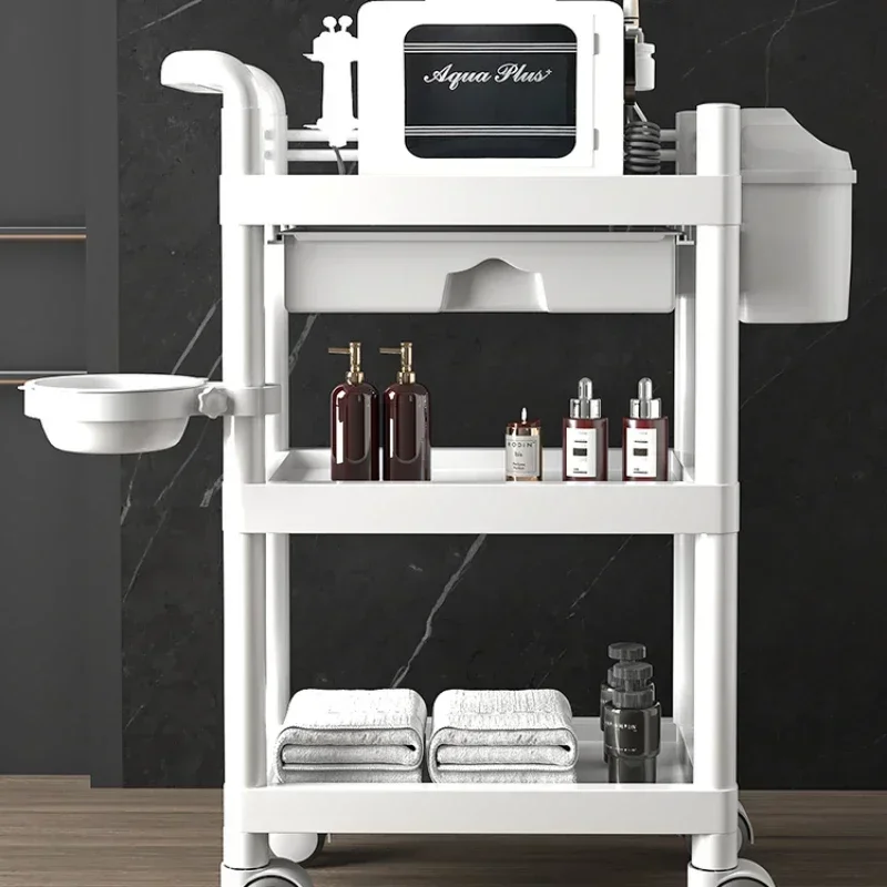 

Customizable Organizer Cart with Wheels Trolley Professional Pedicure Furniture Cosmetic Trolley Manicure Organizer Wheels