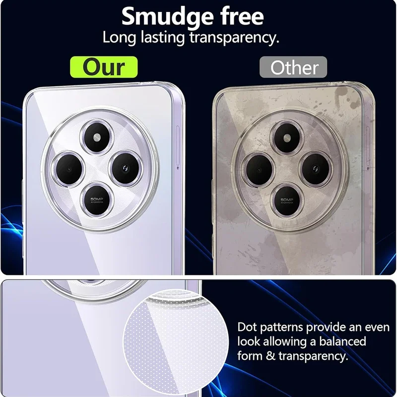 Phone cases for Xiaomi Redmi 14C 13 13C 12 12C 4G 5G transparent silicon glass soft shell ultra-thin back transparent case