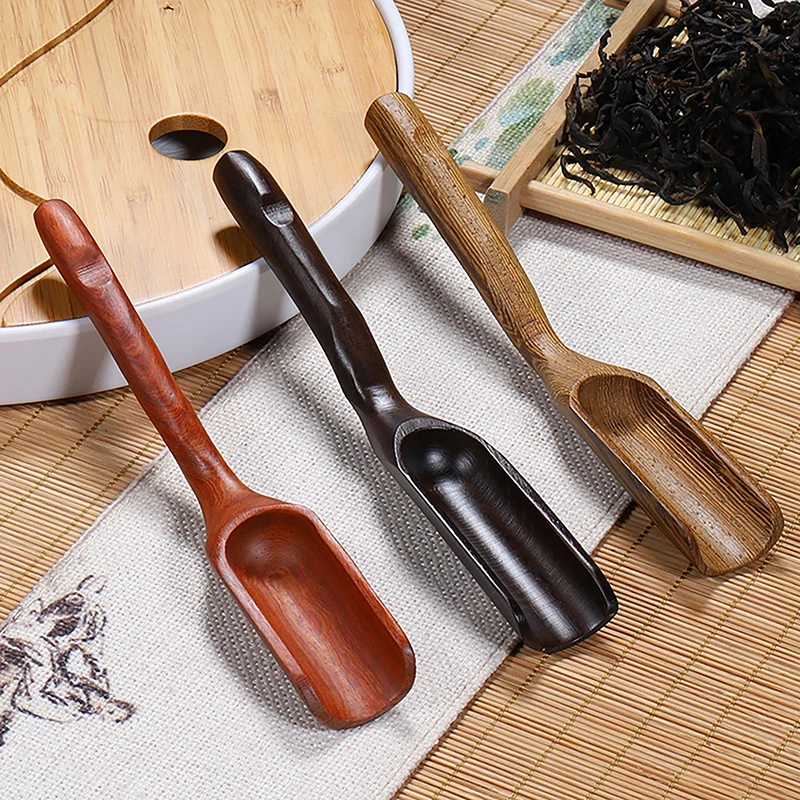 Chinese Kongfu Wooden Bamboo Retro Style Natural Tea Scoop Delicate Spoon Portable Teaspoon Tea Accessories