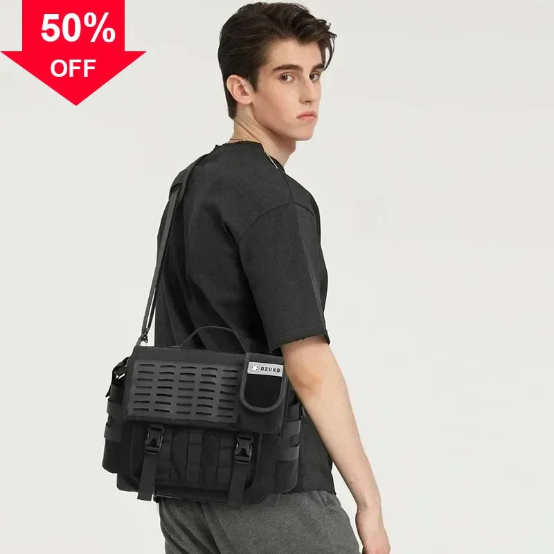 Bolso de hombro de calidad para hombre, bandolera funcional para exteriores, bolso de viaje de gran capacidad, bolso cruzado impermeable para hombre