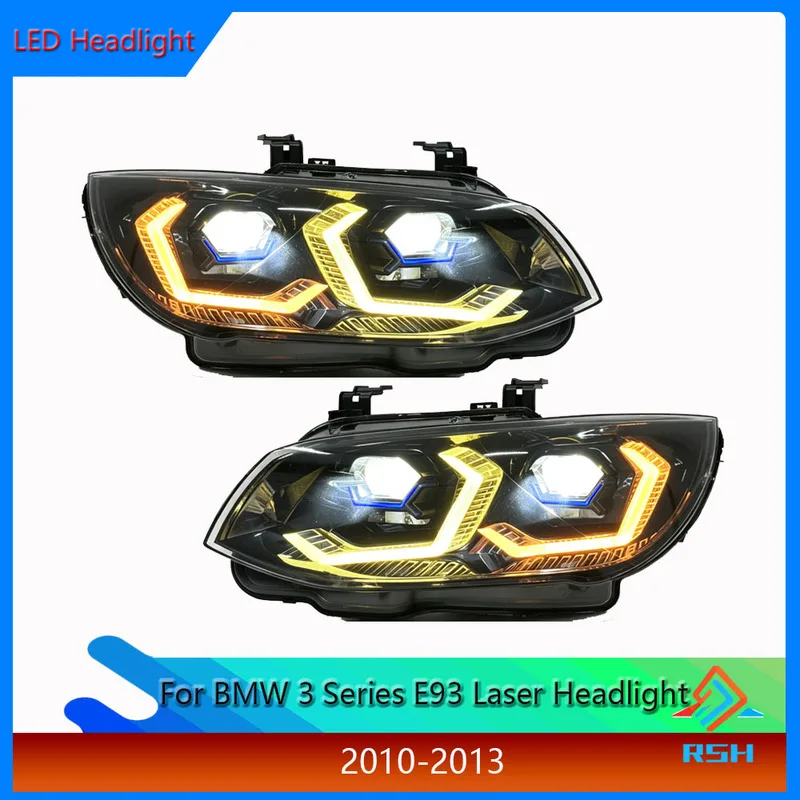For BMW 3 Series E93 2010-2013 Retrofit M-Series Style Dual-Color Laser Headlight Assembly Turn Signal DRL Car Front Light