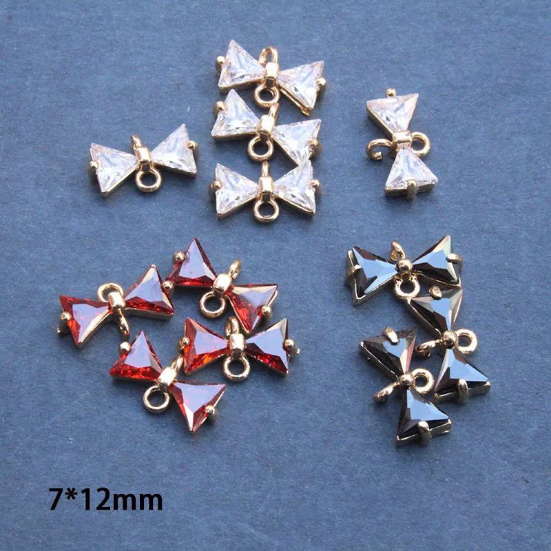 

20 шт./пакет, медное позолоченное хрустальное стекло, двойное кольцо, подвеска с бантом, разъем, аксессуары для изготовления ювелирных изделий своими руками