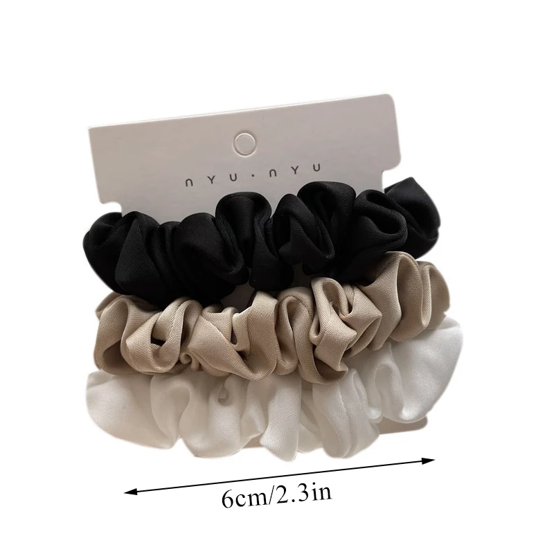 3Pcs/set Small Stain Scrunchies Solid Silk Elastic Hair Bands Hair Accessories Ponytail Holder Hair Ties Hair Rope Rubber Band