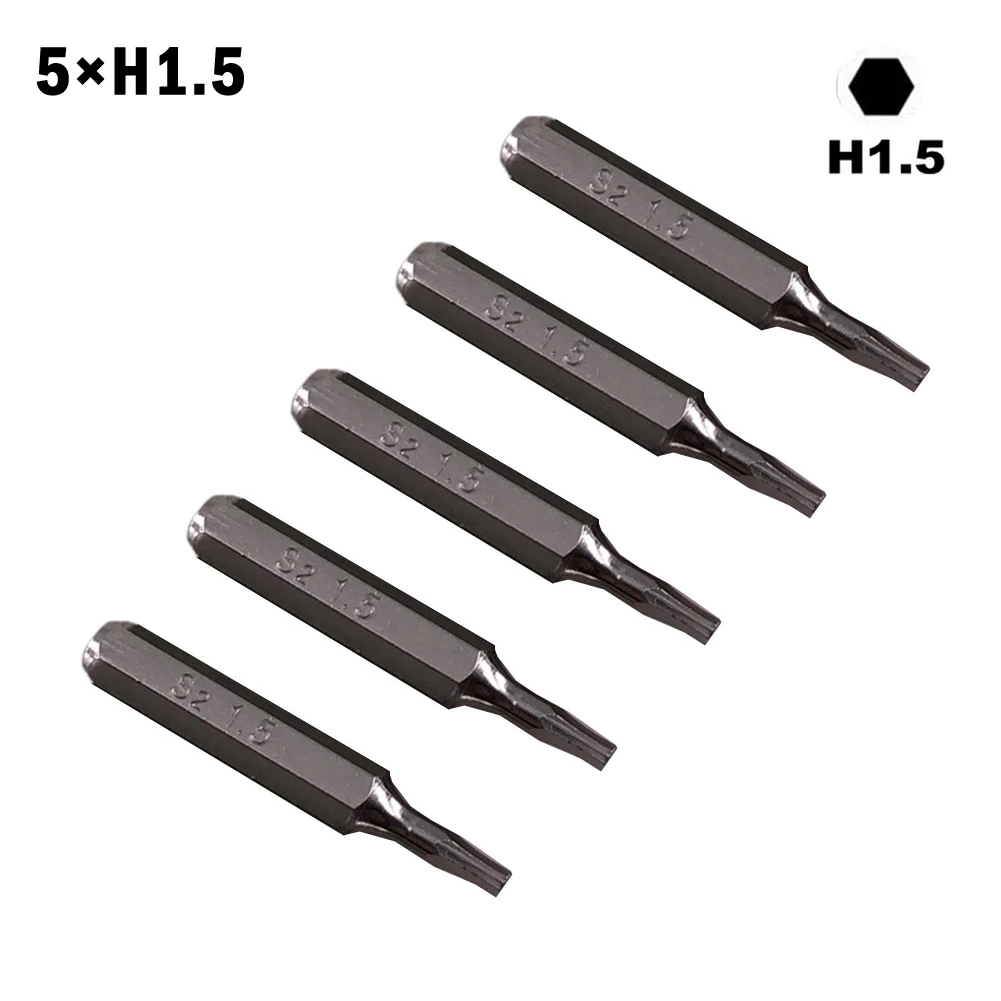 Broca de destornillador de vástago hexagonal H4 × 28mm pequeña H0.7 H0.9 H1.5 H2 H3 H4, cabeza de destornillador 4mm para herramienta de reparación manual, 5 piezas