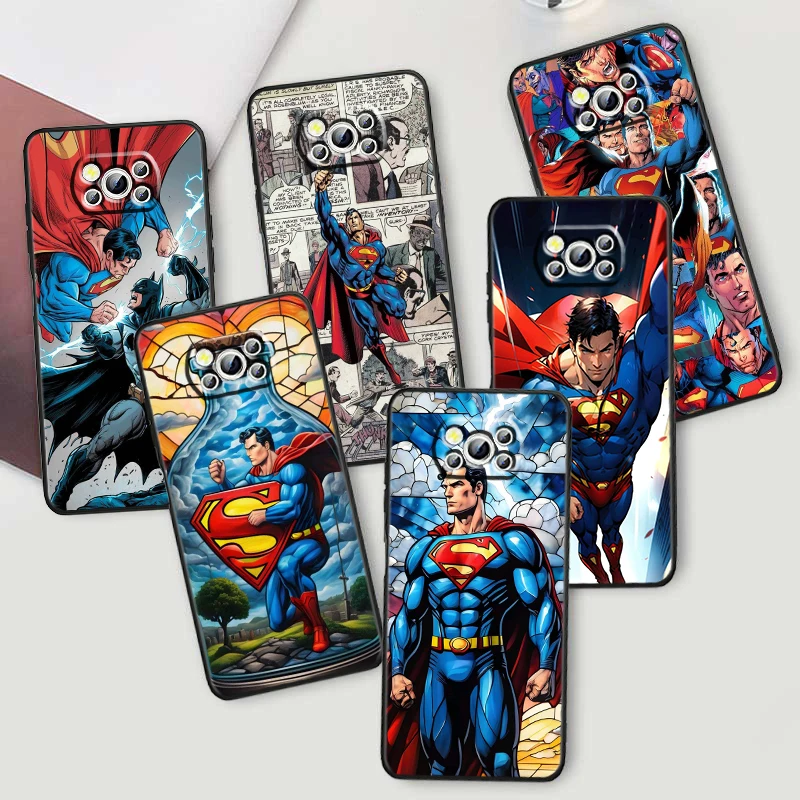 Luxury S-Supermans Comics Cool For Xiaomi Mi Poco F5 F4 F3 X6 X5 X4 X3 M6 M5 M5S M4 M3 C65 Pro GT NFC 5G Black Cover Phone Case