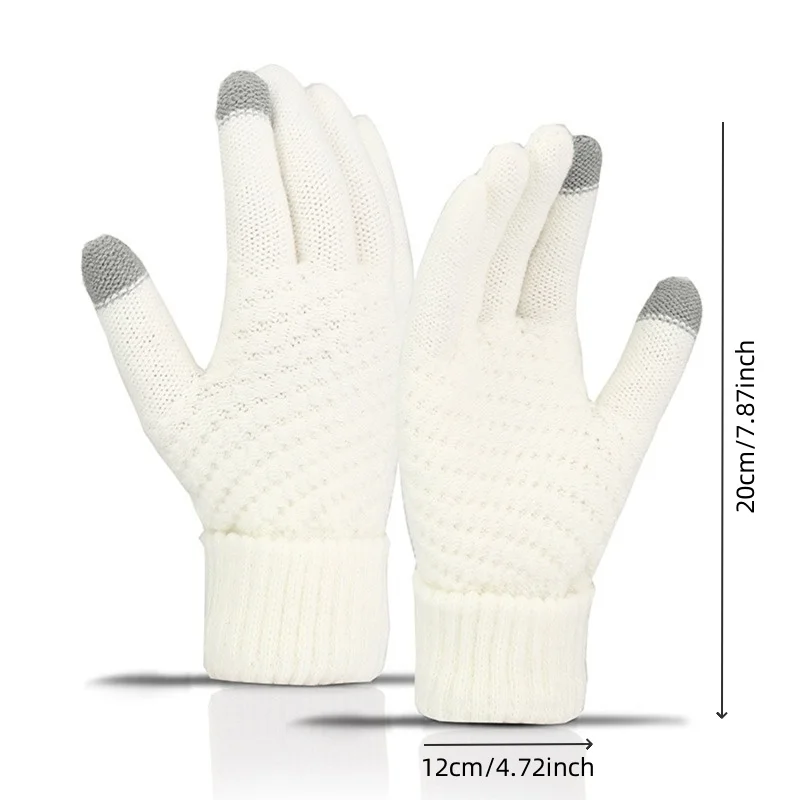 Winter Touch Screen Gloves Women Men Warm Stretch Knit Mittens Imitation Wool Full Finger Guantes Female Crochet Thicken