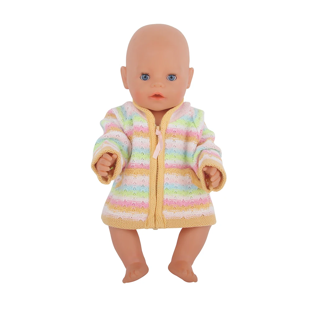 Rainbow Color Stripe Wool Doll Coat For 18 Inches American Dolls Cute Mini Clothes For 43cm Baby New Born&OG Girl Dolls DIY Toy