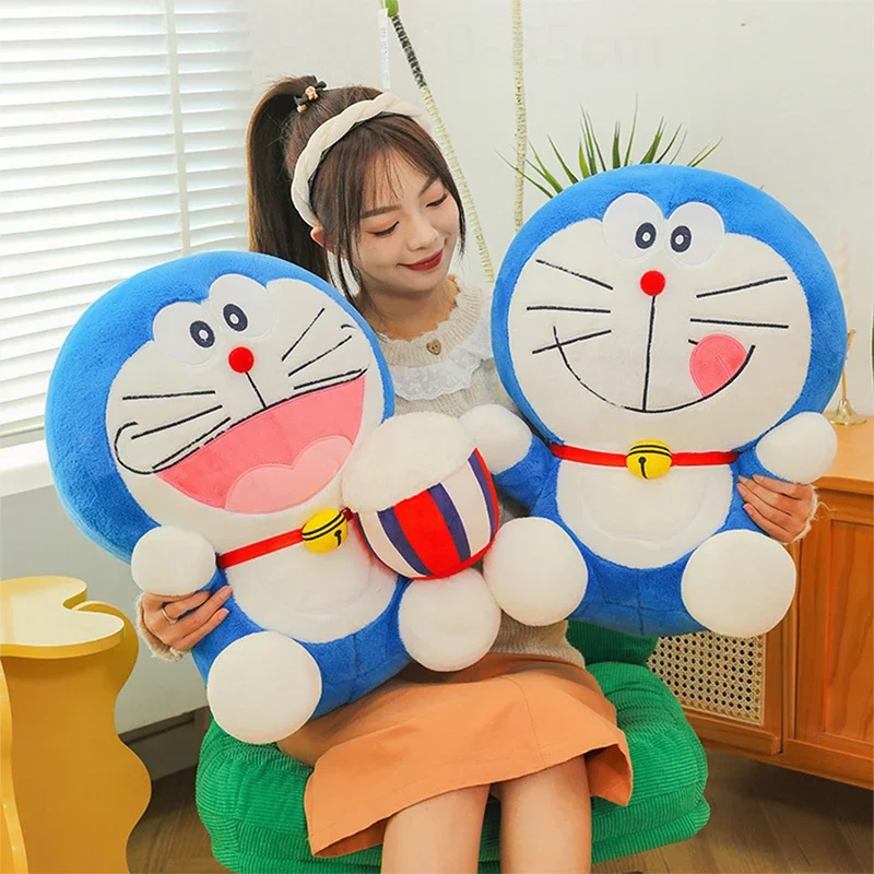

60cm Kawaii Doraemon Plush Toy Doraemon Stuffed Doll Big Size Blue Cat Popcorn Baby Pillow Factory Kids Birthday Gifts